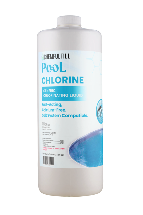 Packaged Quart of Chemfulfill Pool Chlorine – Generic Liquid Pool Chlorine.
