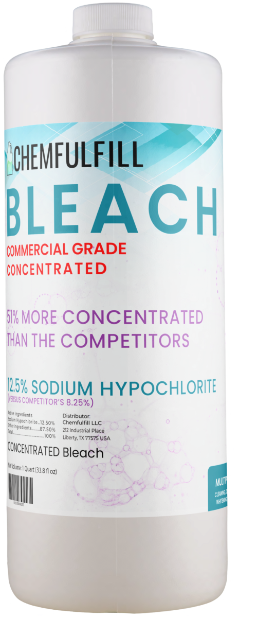 Packaged Quart of Chemfulfill Commercial Grade Liquid Bleach – Generic Commercial Grade Liquid Bleach.