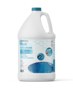 Packaged Gallon container of Chemfulfill Pool Chlorine – Generic Liquid Pool Chlorine.